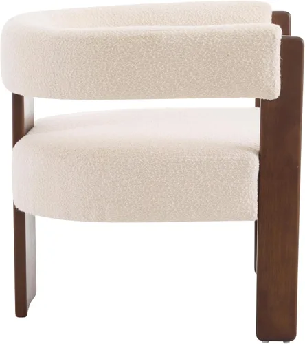 Vista 9 de Christopher Knight Home Nettie - Silla decorativa moderna para sala de estar, sofá individual de tela Boucle con marco de madera, cómoda silla