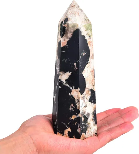 Vista 9 de AMOYSTONE Obelisco de Piedra de Sangre Africana Varita de Cristal Curativo Grande Torre Columna Facetada de 6 Lados Reiki Chakra Meditación Terapia