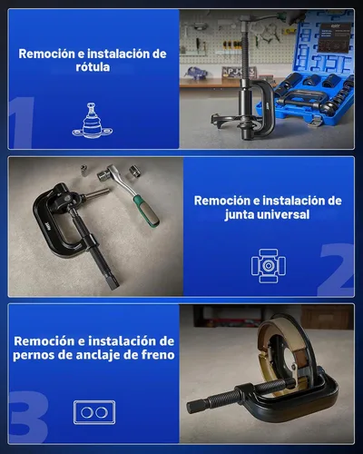 Vista 4 de Orion Motor Tech Kit de prensa de rótula, herramienta de extracción de juntas esféricas maestras de 21 piezas con marco en C, pasador de anclaje