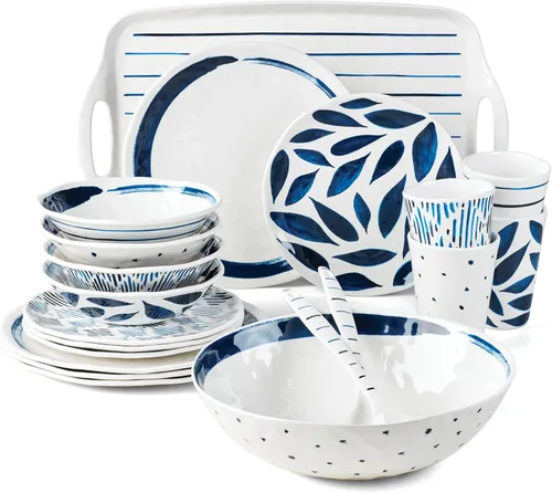 Vista 12 de Lenox Blue Bay - Vajilla de melamina de 16 piezas para 4