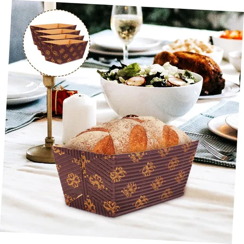 Vista 7 de HOMSFOU Bandeja de pastel corrugado, mini pan, papel de regalo de Navidad, pan, pan, pan, sartenes, rectángulo, tazas decorativas, papel de embalaje
