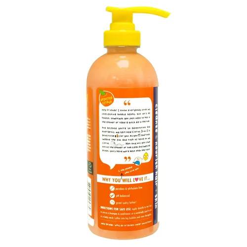 Vista 2 de Mr. Bubble Spirited Citrus 3 en 1 Gel de baño, champú y acondicionador más vitamina C fortalece y renueva el cabello y el cuerpo, paquete de 3