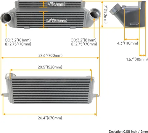 Vista 3 de para BMW 05-13 325d/330d/335d E90 E92 E93 Diesel Tuning Performance Intercooler