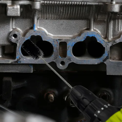 Vista 6 de Cepillo limpiador de carbono para válvula de admisión, 3 piezas, limpiador de bahía de motor, kit de nailon, herramientas de limpieza de taladro