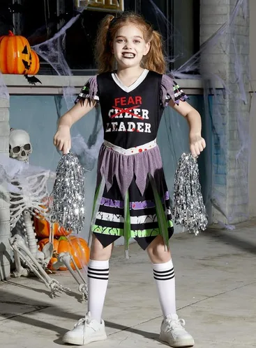 Vista 5 de IIMMER Halloween Girls Zombie Fearleader Scary Costume Dress 4-12 Years