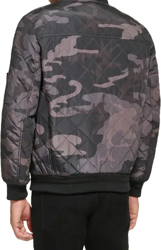 Vista 5 de Calvin Klein chamarra de aviador con detalle de cremallera acolchada para hombre