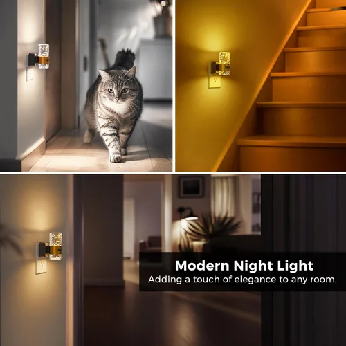 Vista 6 de L LOHAS LED Luz nocturna con sensor de movimiento, luces nocturnas de burbujas enchufables a la pared, luz nocturna de cambio de temperatura