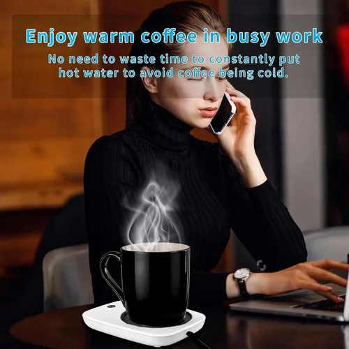 Vista 5 de Misby Calentador de taza de café, calentador de tazas para uso de escritorio con apagado automático, calentador de café por inducción por gravedad
