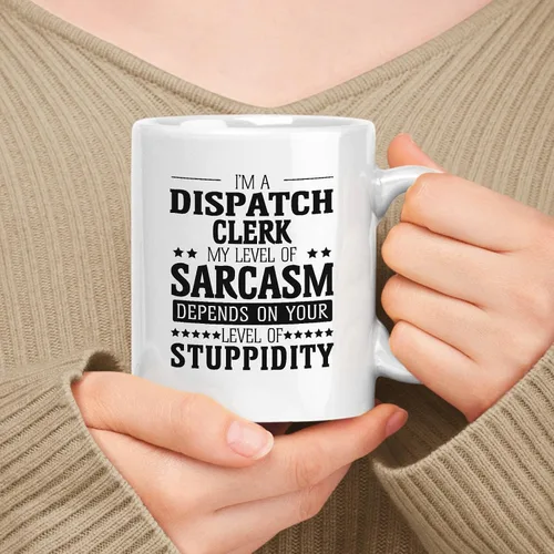 Vista 55 de Taza de cerámica blanca de regalo para Armed Guard de 11 oz y 15 oz - Mi nivel de sarcasmo depende de tu nivel