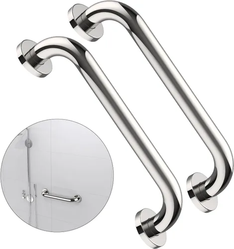 Vista 9 de Paquete de 2 barras de regadera de 16 pulgadas con diámetro de 1.25", ZUEXT Acero inoxidable satinado cepillado en color níquel, barra de agarre