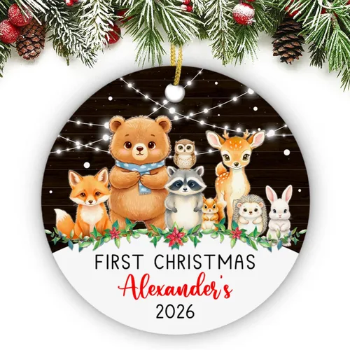 Vista 8 de Adorno de conejito de bebé, adorno personalizado con nombre y año para recién nacido 2026, decoración de conejo de Navidad personalizada, regalo