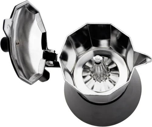Vista 7 de Jata Hogar CFI12 - Cafetera italiana de inducción completa, aluminio, negro, 7.3 x 5.7 x 9.6 in