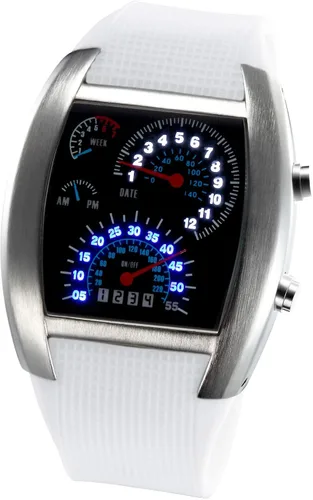 Vista 7 de FANMIS Reloj de pulsera deportivo Cobra LED de silicona con esfera triangular de hierro para hombre, Digital