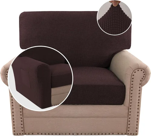 Vista 19 de H.VERSAILTEX Fundas elásticas para sillas de varias piezas, fundas para cojines ajustables para asiento y respaldo