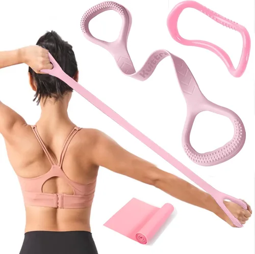 Vista 7 de Banda de Resistencia Figura 8, Cuerda Elástica de Ejercicio para Brazos, Espalda y Hombros, Banda de Estiramiento Fitness, Estira Pies, Piernas