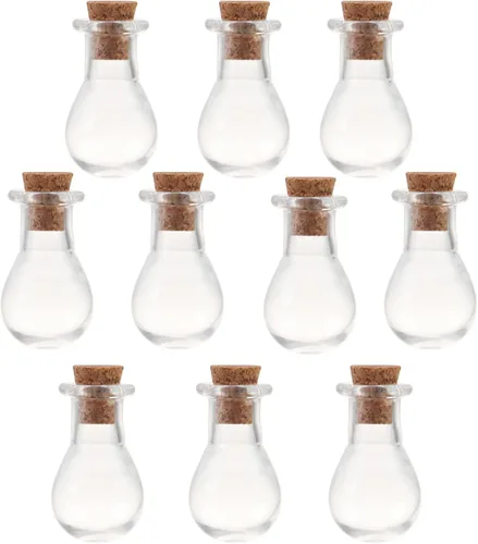 Vista 37 de 25 mini botellas de vidrio con tapas de corcho, 5 formas clásicas, pequeños frascos de vidrio, botellas de deseos, pequeños frascos decorativos