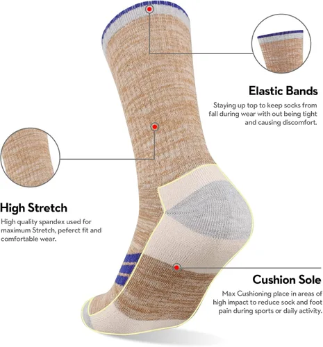 Vista 3 de Heatuff Calcetines altos con cojín pesado que absorben la humedad para hombre, calcetines duraderos reforzados en el talón y los dedos