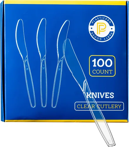 Vista 10 de Plasticpro Cubiertos desechables de plástico transparente, utensilios desechables pesados, 100 unidades (tenedores)