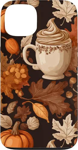 Vista 7 de Warm Autumn Stylish Coffee Cup Design - Fall Leaves Pattern Case for iPhone 17