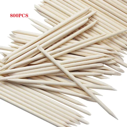 Vista 5 de 800 palitos de madera naranja para arte de uñas, herramienta multifuncional para manicura y pedicura, 4.5 pulgadas
