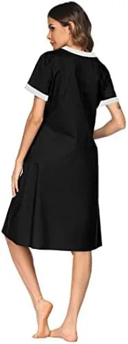Vista 5 de Ekouaer Camisón Mujer Casas Cremallera Delantera Túnica Ligero Plumero Señora Floral Housedress Noche Casual con Bolsillo