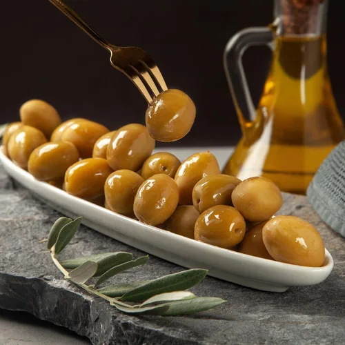 Vista 6 de Marmarabirlik Aceitunas verdes, aceitunas turcas en escabeche, verde cóctel, recogidas a mano, aperitivos saludables para ensaladas y mezze, fuente