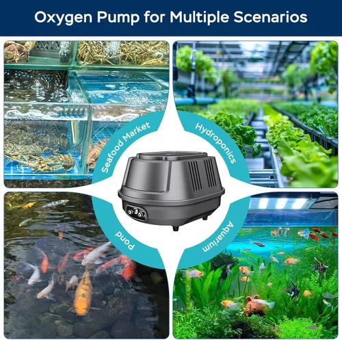 Vista 7 de AquaMiracle Aquarium Air Pump 3W/6W/10W, Super Quiet Powerful Fish Tank Air Pump with Double-Layer Sound Insulation, Adjustable Pond Aerator Pump