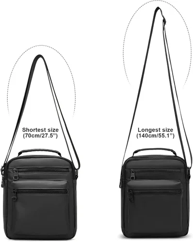 Vista 6 de Bolso cruzado para hombre bolso de hombro para teléfono para pasaporte pequeño bolso lateral para hombre negro