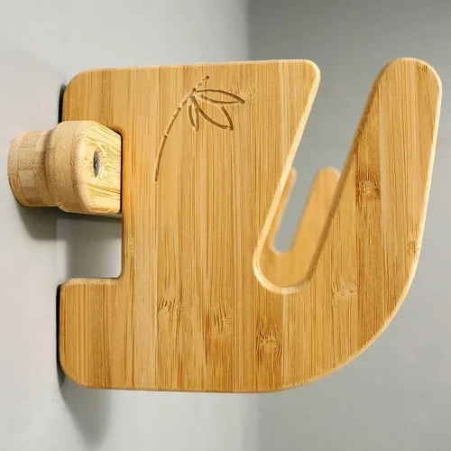 Vista 6 de Grassracks Soporte de pared para snowboard y monopatín de bambú y abedul, serie Moloka`i