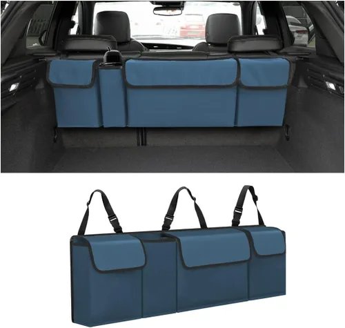 Vista 11 de AUCELI Organizador de Maletero para Auto, Organizador Colgante Grande para Asiento Trasero con Correas Ajustables, Bolsa de Carga Plegable