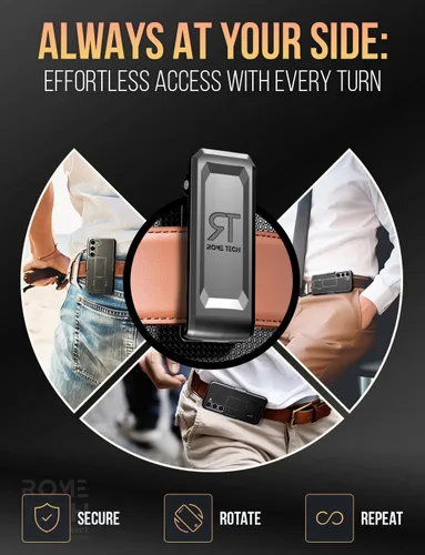 Vista 5 de Funda diseñada para Samsung Galaxy S23 con funda de clip para cinturón, funda de teléfono con función atril, color negro