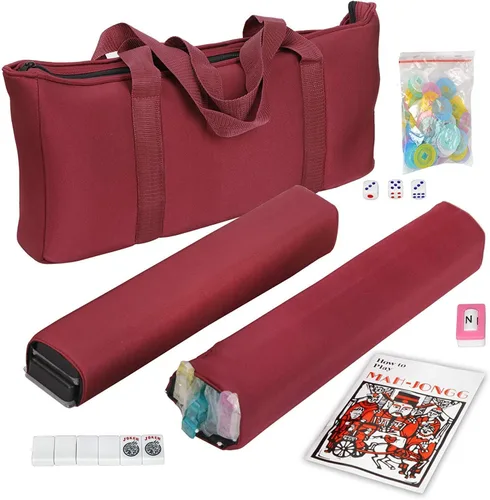 Vista 7 de 166 Tiles American Mahjong Set Bolsa Suave con Estante Combo Negro