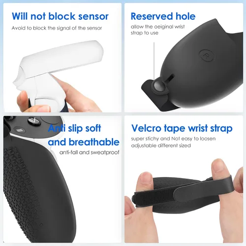 Vista 4 de YRXVW Controller Grips Cover for Oculus Quest 2, Silicone Hand Grips Unibody Design with Adjustable Knuckle Strap Accessories Compatible with Quest