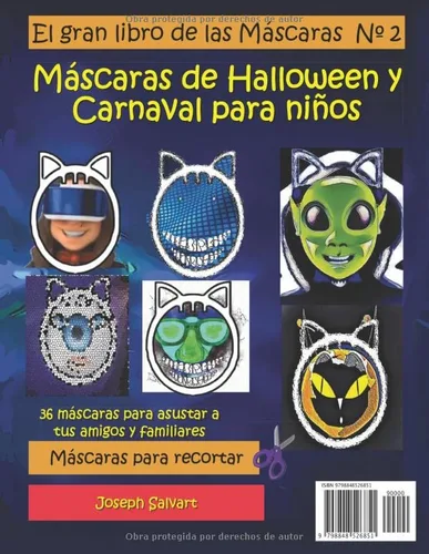 Vista 2 de Máscaras de Halloween y Carnaval para niños El Gran libro de las Máscaras N 2 para recortar y jugar (Spanish Edition)
