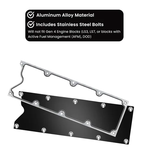 Vista 2 de LS Gen 3 Valley - Placa de cubierta con junta y sellos de perfil bajo, sensor de golpe de aluminio para LSX LS1 LM7 LR4 LQ4 LS6 L59 LQ9 LM4 L33