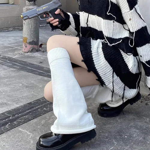 Vista 3 de 2 pares de calentadores de piernas para mujeres y niñas, estilo japonés, calentadores de piernas Kawaii, Y2K, Harajuku, calentadores de piernas