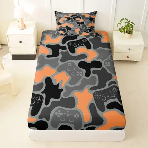 Vista 7 de Erosebridal Camouflage Sheets for Boys Girls Game Console Fitted Sheet,3D Gamer Controller Kids Bedding Sets Army Camo Bed Sets Twin 2 Piece Army