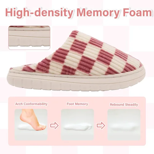 Vista 29 de Jaeynow Pantuflas mullidas para mujer en interiores, zapatos de casa unisex de espuma viscoelástica para hombre, zapatos de invierno cálidos