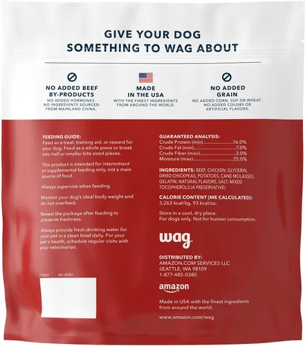 Vista 2 de Marca Amazon – Wag Soft & Tender American Jerky Premios para Perros – Receta de Carne de Res, 6 Onzas (Paquete de 1)