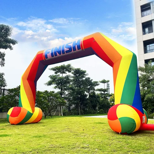 Vista 6 de Línea de meta inflable del arco iris del comienzo los 20ft con el ventilador de 240W, arco inflable al aire libre para el comercio publicitario
