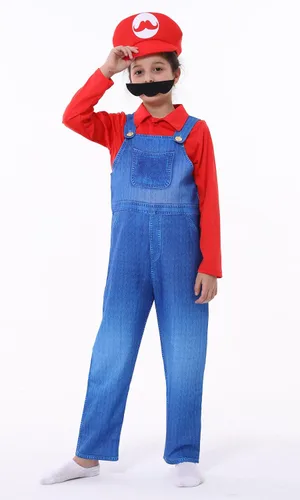 Vista 4 de Disfraz de Super Brothers para niños, disfraz de Halloween Cosplay de Super Mario