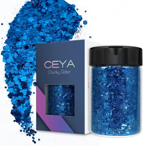 Vista 35 de Ceya Juego de purpurina gruesa de 32 colores, 11.28 onzas/11.29 oz de purpurina para manualidades en polvo mezclado con copos gruesos y finos cada