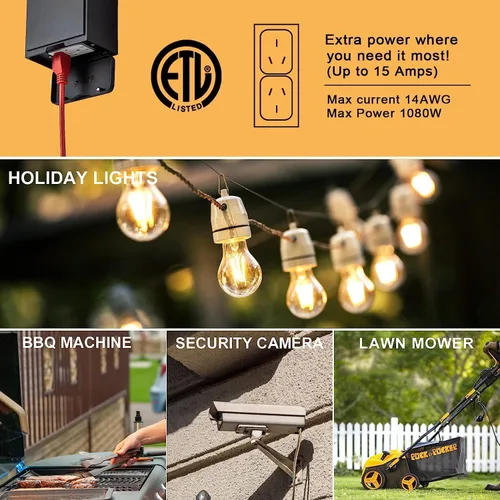 Vista 7 de Nigaut Luz de porche del atardecer al amanecer con salida GFCI, moderna lámpara LED de pared para exteriores con toma incorporada, aplique