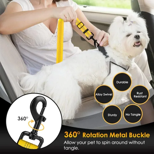 Vista 23 de SlowTon Cinturón de seguridad para perro, correa de cinturón de seguridad ajustable para perro, 2 en 1, cinturón de seguridad para perro
