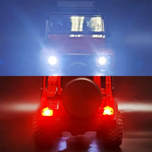 Vista 9 de RCHUBAM Luces LED delanteras y traseras para faros delanteros y traseros para 1/18 TRX4-M Defender RC Crawler
