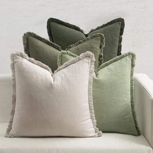 Vista 9 de MIULEE Juego de 4 fundas de almohada decorativas de lino neutro con flecos, fundas de almohada modernas y rústicas para cama, sofá, sala de estar