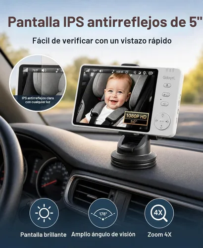 Vista 5 de Cámara inalámbrica para coche de bebé para asiento trasero 5 Blanco a