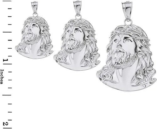 Vista 3 de Collar con dije de cabeza de Jesús joyería religiosa 092 pulgadas