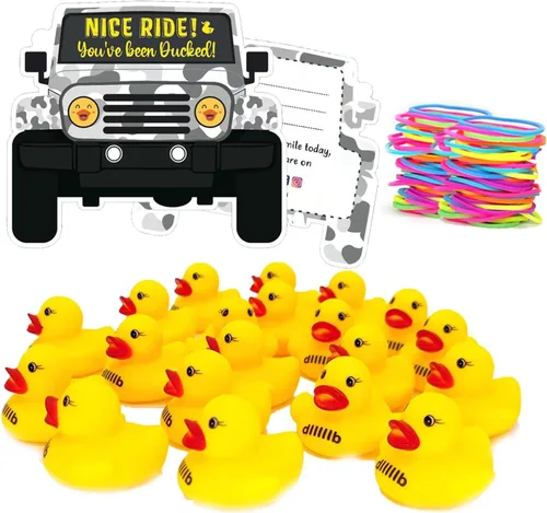 Vista 10 de Duck Tags, You've Been Ducked Duck Ducking, tarjeta de juego de pato, paquete de 50, 3.5 x 2.5 pulgadas, tarjeta de pato con agujero y bandas
