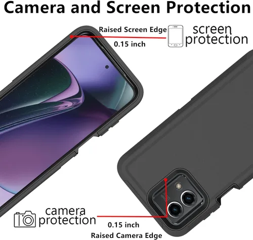 Vista 3 de Funda para Motorola Moto G Stylus 5G 2023, funda resistente de poliuretano termoplástico suave, policarbonato duro, a prueba de golpes, a prueba
